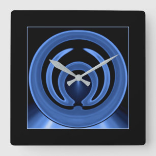 Royal Blue Contemporary Abstract Art Square Wall Clock