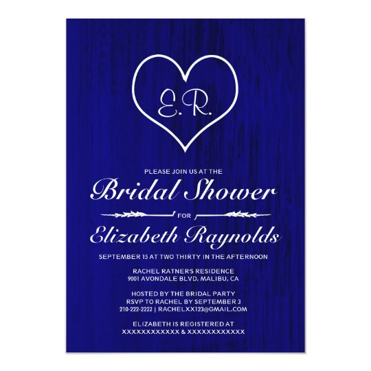 Royal Blue Country Bridal Shower Invitations