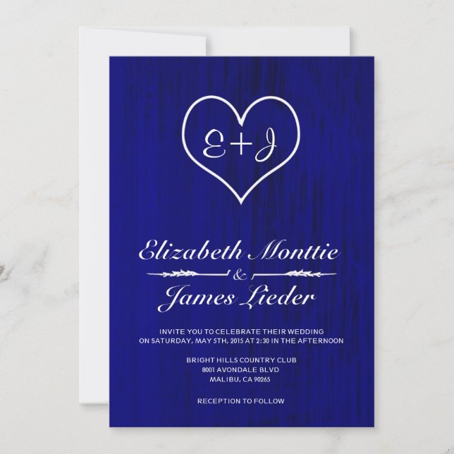 Royal Blue Country Wedding Invitations (Front)