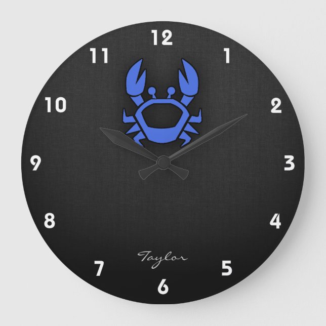 Royal Blue Crab Large Clock (Front)