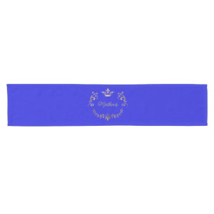 Royal Blue Crown Crest Personalised Short Table Runner
