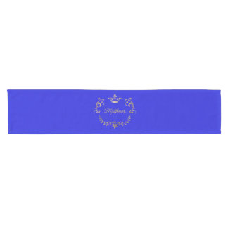 Royal Blue Crown Crest Personalised Short Table Runner