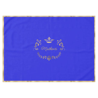 Royal Blue Crown Crest Personalised Tablecloth