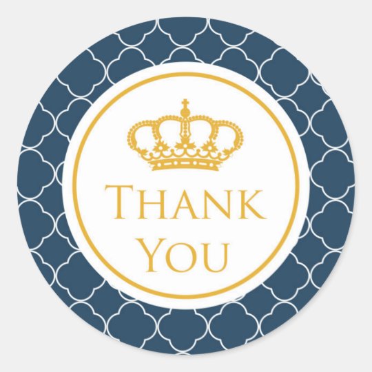 Royal Blue Crown Thank You Sticker