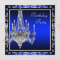 Royal Blue Damask Chandelier Birthday Party