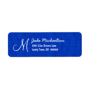 Royal Blue Damask Monogram M or Any Initial M010