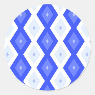 Royal blue diamond pattern classic round sticker