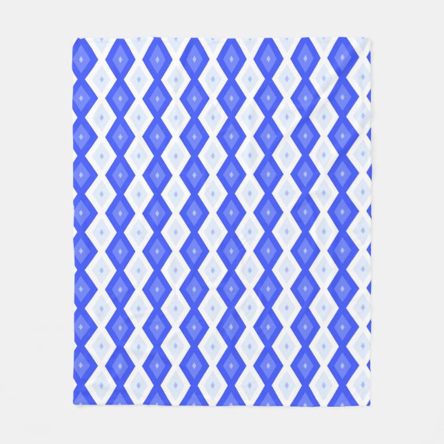 Royal blue diamond pattern fleece blanket (Front)