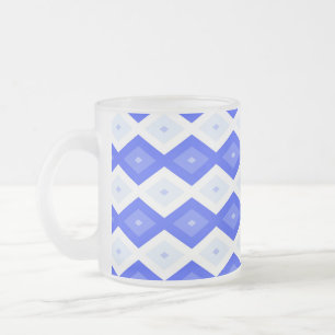 Royal blue diamond pattern frosted glass coffee mug