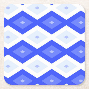 Royal blue diamond pattern square paper coaster
