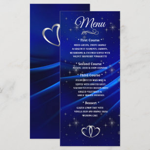 Royal Blue Diamonds and Hearts Wedding Menu