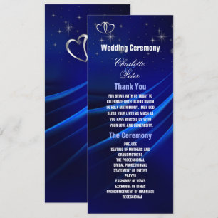Royal Blue Diamonds/Hearts Wedding Ceremony Card