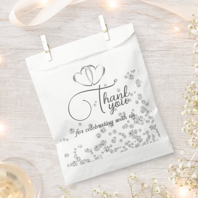 Royal Blue, Diamonds & Hearts Wedding Favour Bags (Clipped)