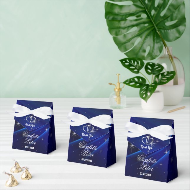 Royal Blue Diamonds/Hearts Wedding Favour Boxes (Multiple)