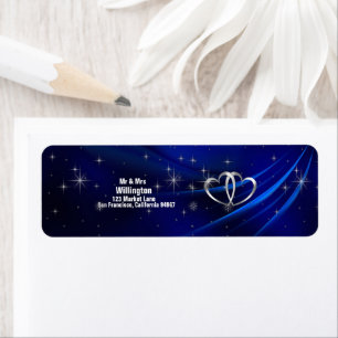 Royal Blue Diamonds/Hearts Wedding Return Address