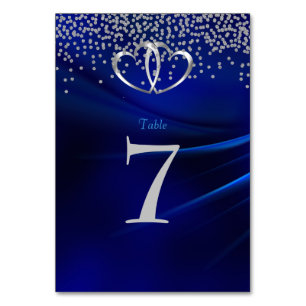 Royal Blue Diamonds & Hearts Wedding Table No Card