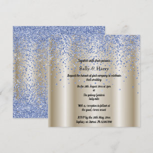Royal Blue Diamonds wedding blue crystal gold Invitation