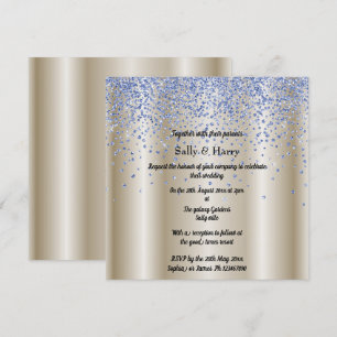 Royal Blue Diamonds wedding blue crystal gold Invitation