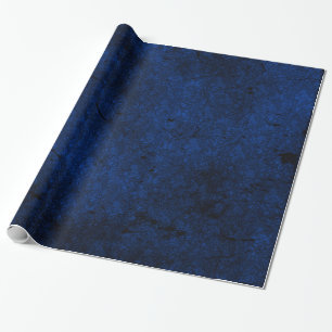 Royal Blue Distressed Goth Damask Wrapping Paper