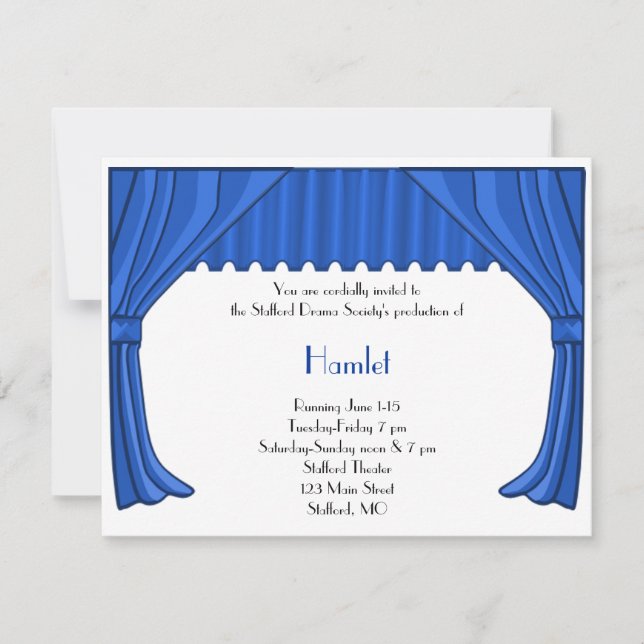 Royal Blue Drama and Theatre Invitation (Front)