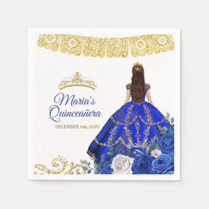 Royal Blue Dresses Quinceañera Crown Birthday Napk Napkin
