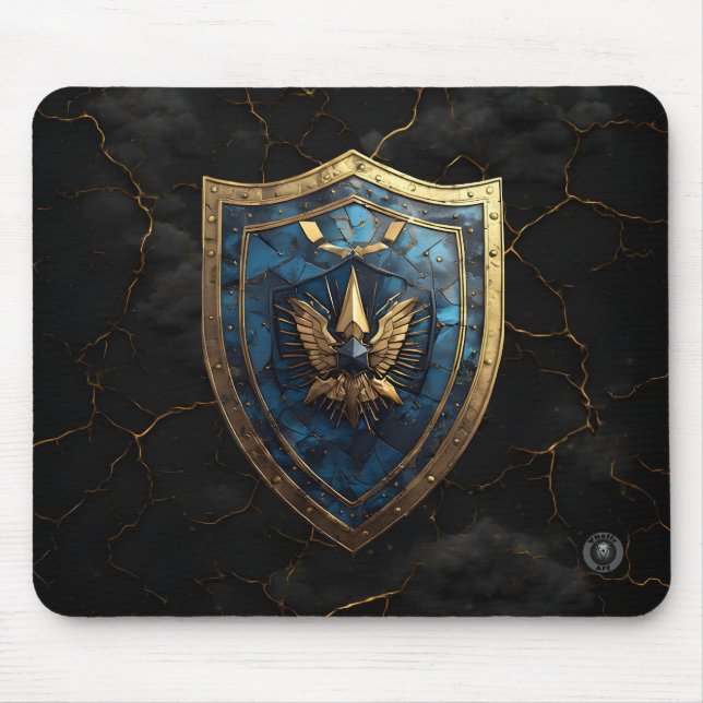 Royal Blue Eagle Crest Gaming Mouse Mat (Front)