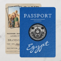 Royal Blue Egypt Passport Wedding Save the Date