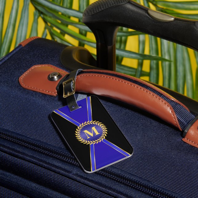 Royal Blue Elegance Monogram Luggage Tag (Front Insitu 1)