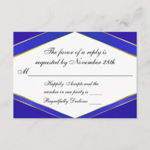 Royal Blue Elegance Monogram Response Card