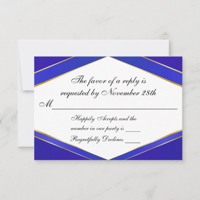 Royal Blue Elegance Monogram Response Card (Front)