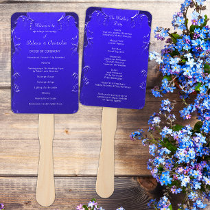 Royal Blue Elegance Wedding Program Hand Fan