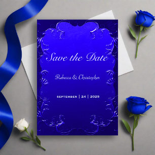 Royal Blue Elegance Wedding Save the Date Invitation