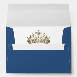 Royal Blue Elegant Crown Gold Tiara  Princess Envelope