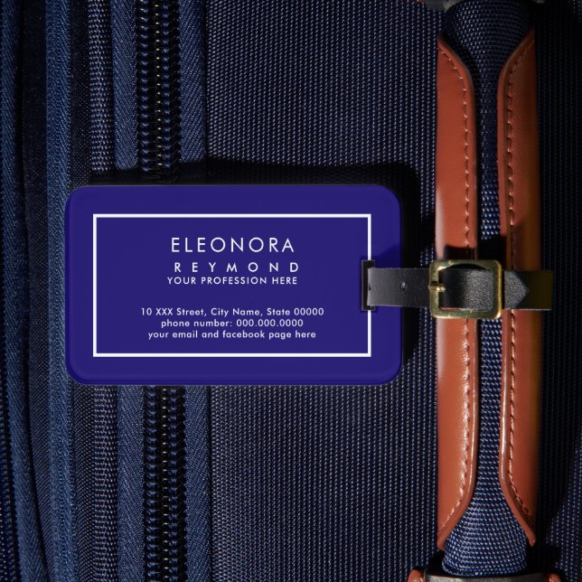 Royal Blue Elegant Luggage Tag (Front Insitu 4)