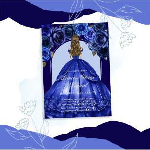 Royal Blue Elegant Magical Princess Party Invitation