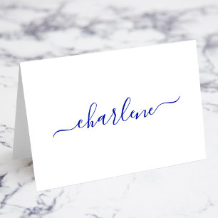 Royal Blue Elegant Signature Name Place Cards