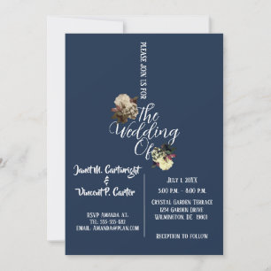 Royal Blue Elegant Wedding Invitation