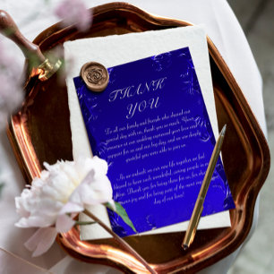 Royal Blue Elegant Wedding Thank You Card