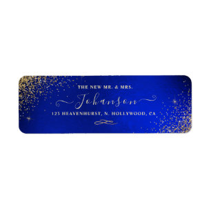Royal Blue+Faux Gold Glitter Return Address