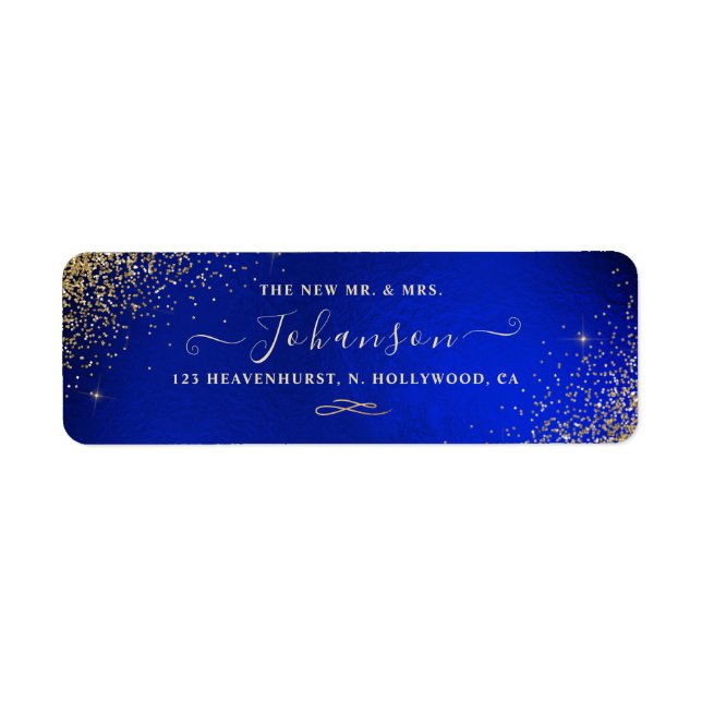 Royal Blue+Faux Gold Glitter Return Address (Front)