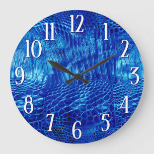 Royal Blue Faux Leather Large Clock