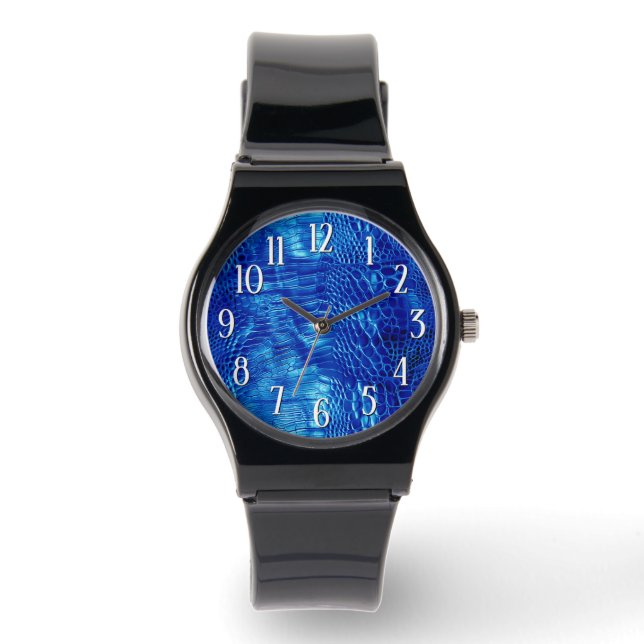Royal Blue Faux Leather Watch (Front)