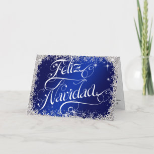 Royal Blue Feliz Navidad Typography PERSONALIZED Holiday Card