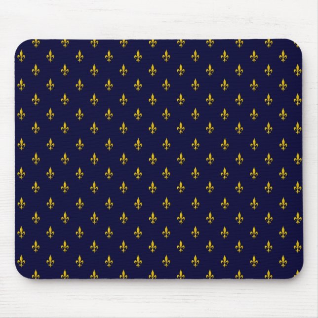 Royal Blue Fleur De Lis Pattern Mouse Mat (Front)