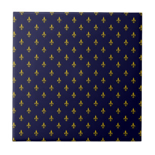 Royal Blue Fleur De Lis Pattern Tile