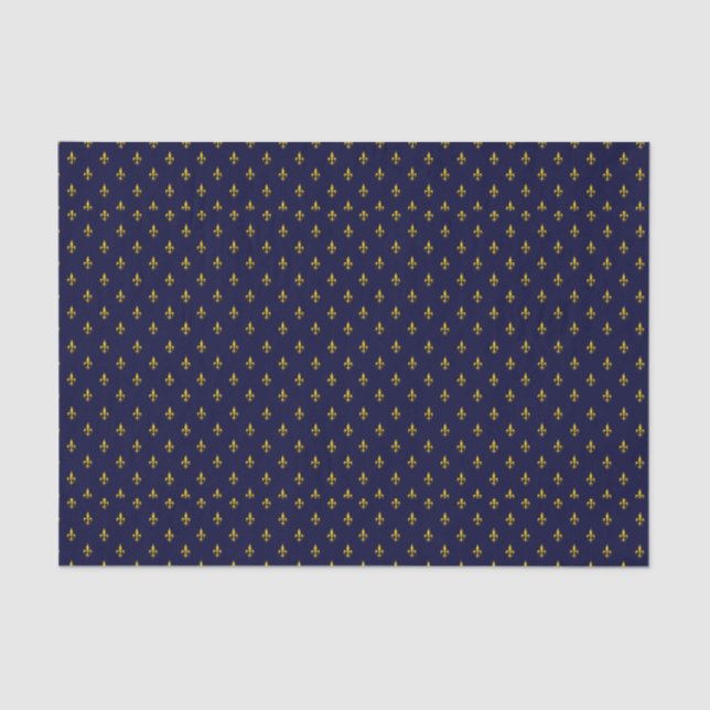 Royal Blue Fleur De Lis Tissue Paper (Front)