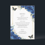 Royal Blue Floral Butterflies Quinceanera Menu<br><div class="desc">Designed to co-ordinate with our Royal Blue Floral collection, this elegant menu features watercolor royal blue flowers and butterflies. Personalise it with your own wording and details easily and quickly, simply press the customise it button to further re-arrange and format the style and placement of the text. Double sided. Great...</div>