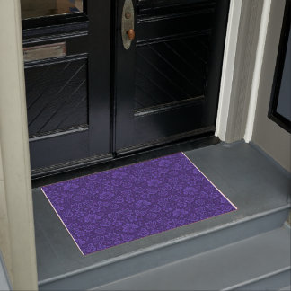 Royal blue floral lace doormat