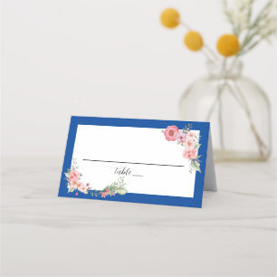 Royal Blue Floral Place Card