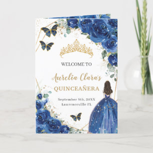 Royal Blue Floral Quinceañera Princess Padrinos Programme